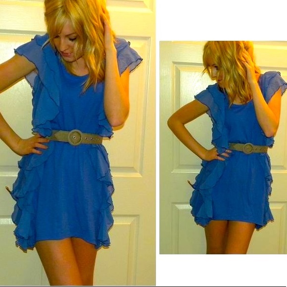 h&m blue ruffle dress Long Formal Dress jt2562s by Juliet